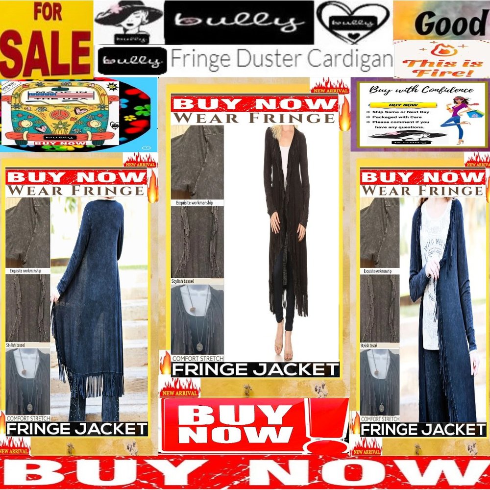 🛑 JACKET Graphic ➕ FRINGE Hanging COAT 🆒 OVERLAY Tassel Layer Maxi 💸 BUY NOW